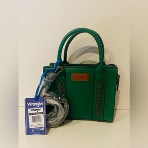 Wrangler whip stitch crossbody Vibrant Green Bag 6 1/2 x 7 1/2
